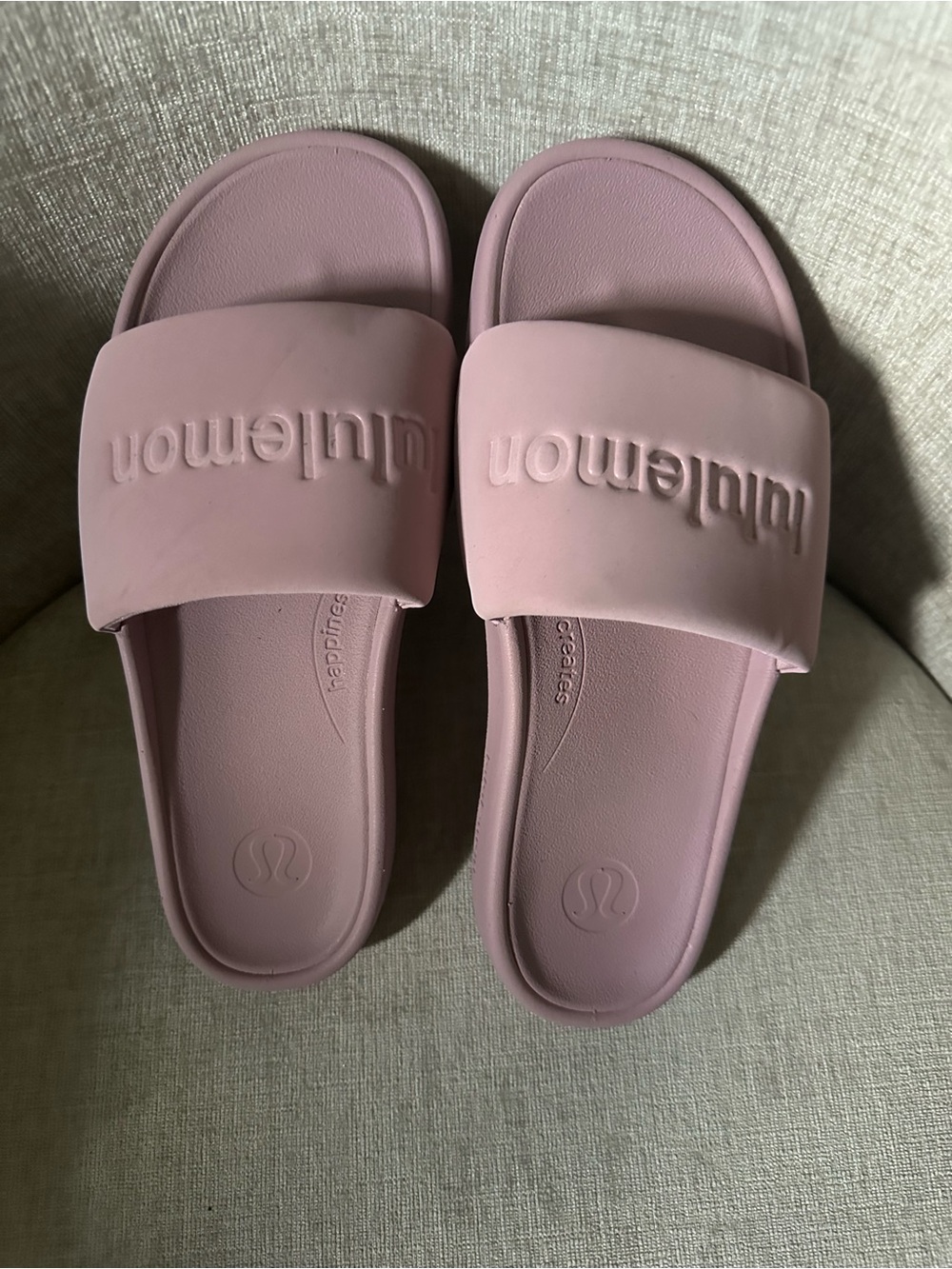 lululemon athletica rest feel graphic Blush Pink Slide Sandals